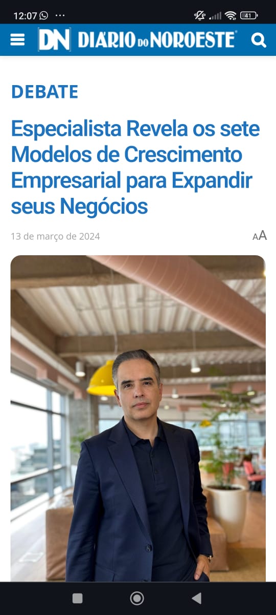 Matéria do Diário do Noroeste sobre os sete modelos de crescimento empresarial